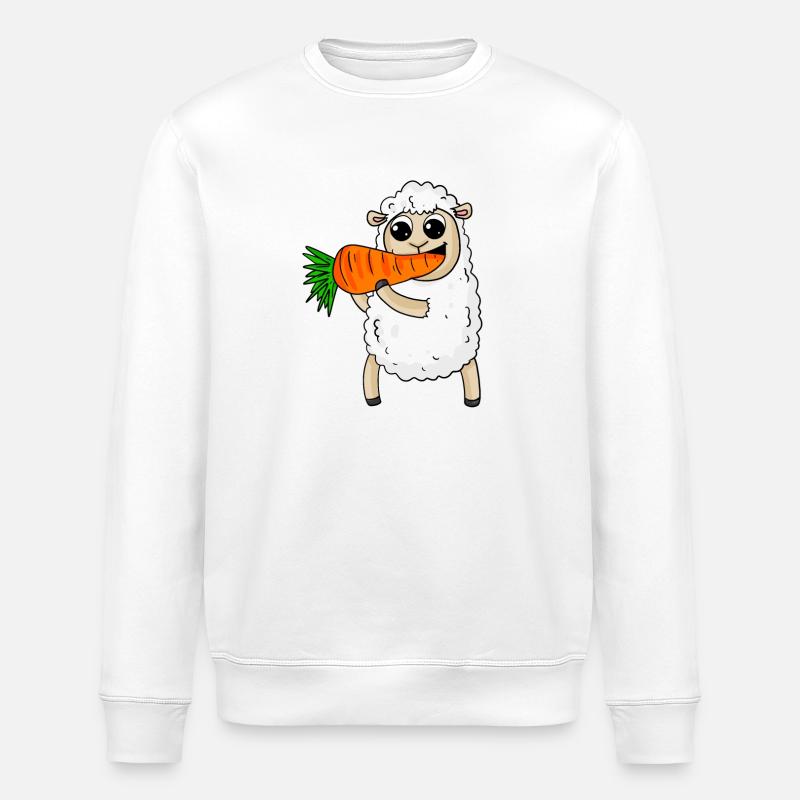 Sheep eats carrot - Stanley/Stella ROLLER Unisex Organic Sweatshirt - white