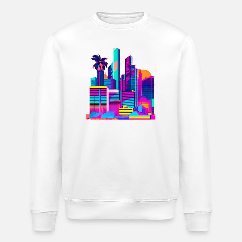 80s Skyline - Stanley/Stella ROLLER Unisex Organic Sweatshirt - white