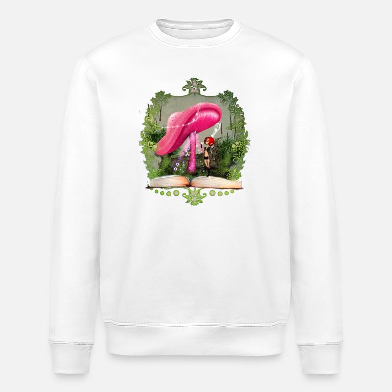 Fée mignonne avec champignon fantastique - Sweat bio ROLLER Stanley/Stella Unisexe - blanc