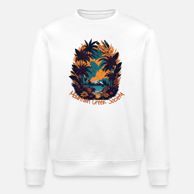 Mountain Creek Tropenlandschaft - Stanley/Stella Unisex Bio-Sweatshirt ROLLER - Weiß