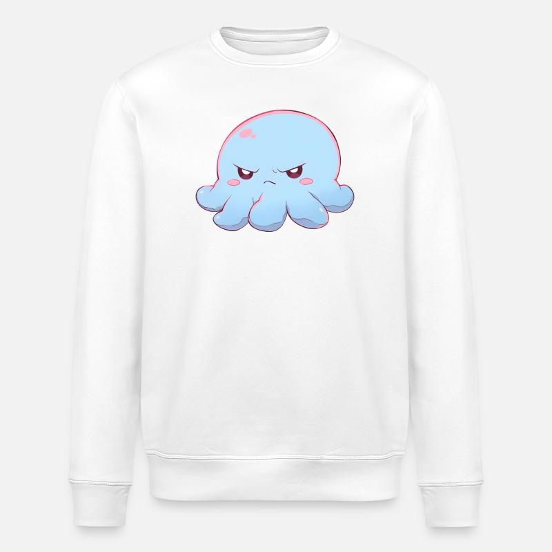 Blue grumpy octopus - Stanley/Stella Unisex Bio-Sweatshirt ROLLER - Weiß