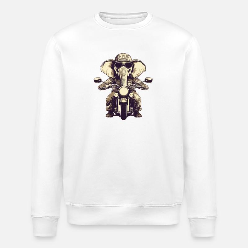 Eléphant à moto - Sweat bio ROLLER Stanley/Stella Unisexe - blanc