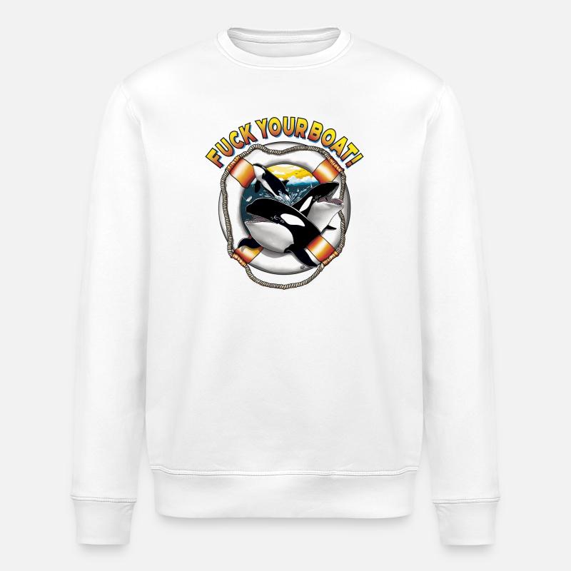 Orca im Rettungsring - Stanley/Stella Unisex Bio-Sweatshirt ROLLER - Weiß