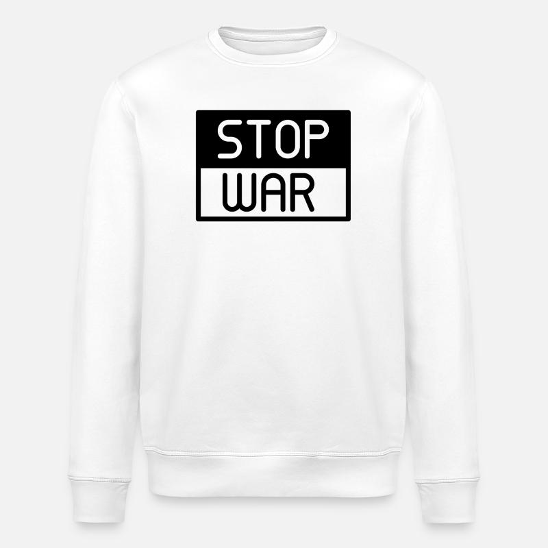 stop war, no war - Stanley/Stella ROLLER Unisex Organic Sweatshirt - white