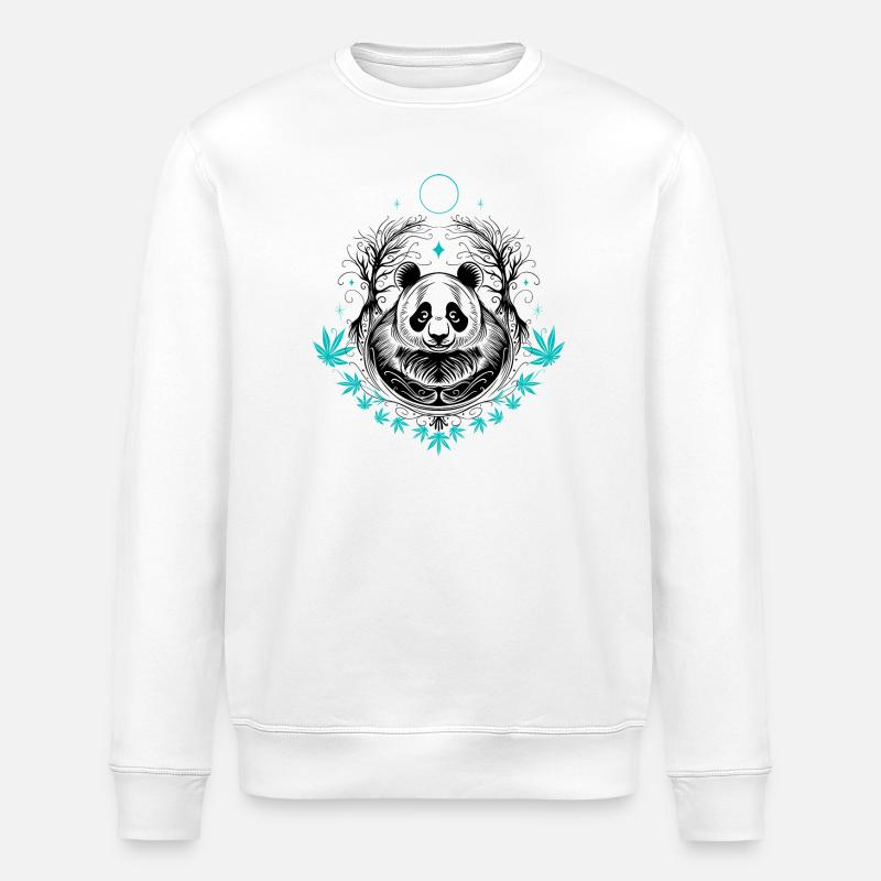 Panda Pandabär Tattoo mit Bambus - Stanley/Stella Unisex Bio-Sweatshirt ROLLER - Weiß