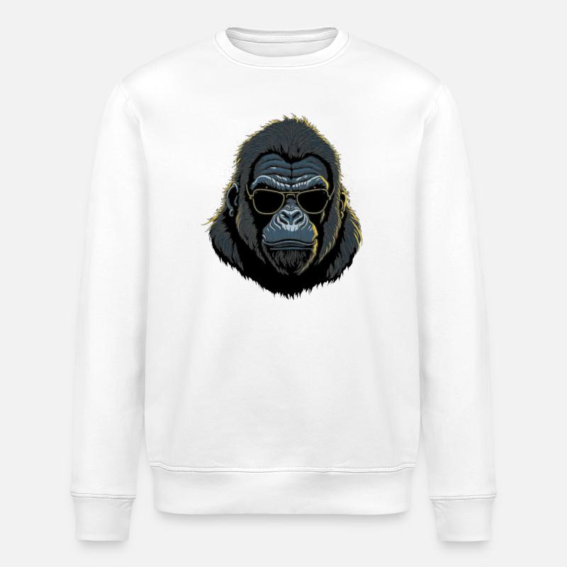 Gorilla mit Sonnenbrille - Stanley/Stella Unisex Bio-Sweatshirt ROLLER - Weiß