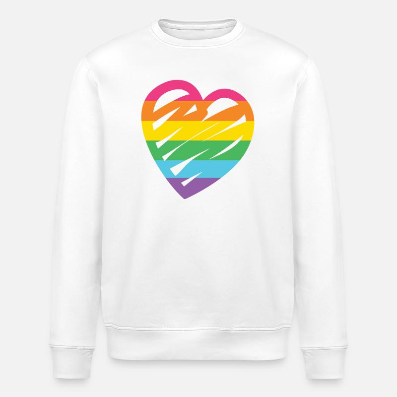 LGBTQ-Regenbogenherz - Stanley/Stella Unisex Bio-Sweatshirt ROLLER - Weiß