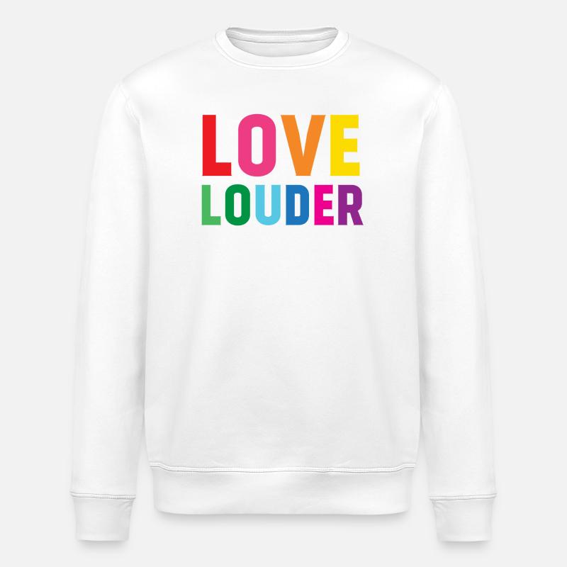 LGBTQ-Pride-Monat - Love Louder - Stanley/Stella Unisex Bio-Sweatshirt ROLLER - Weiß