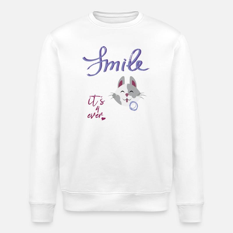 Smile, Lachen, Katze - Stanley/Stella Unisex Bio-Sweatshirt ROLLER - Weiß