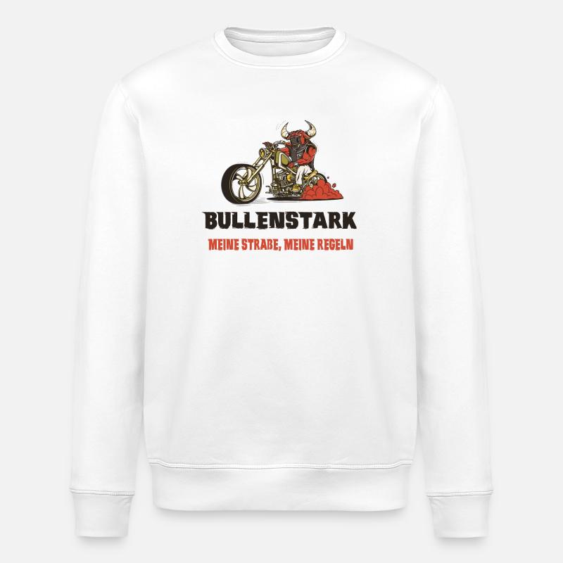 Motorrad Bullen Design - Stanley/Stella Unisex Bio-Sweatshirt ROLLER - Weiß