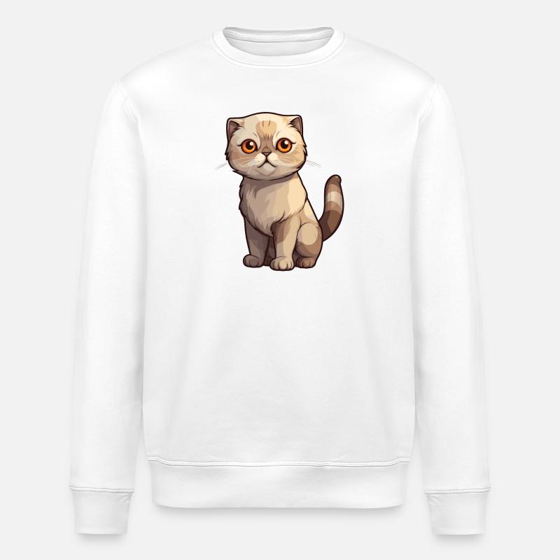Chaton Scottish Fold de mauvaise humeur - Sweat bio ROLLER Stanley/Stella Unisexe - blanc
