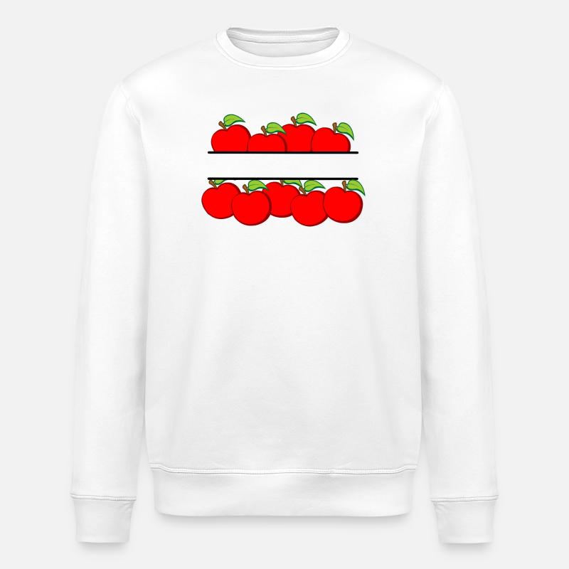 Äpfelfahne mit rotem Apfel - Stanley/Stella Unisex Bio-Sweatshirt ROLLER - Weiß