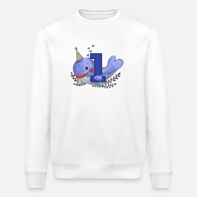 Premier anniversaire joyeux anniversaire petite baleine - Sweat bio ROLLER Stanley/Stella Unisexe - blanc