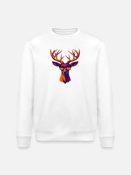 Retro Deer Revolt - Stanley/Stella ROLLER Unisex Organic Sweatshirt - white