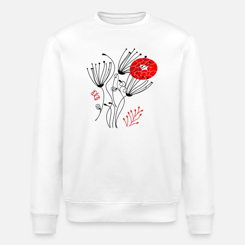 fleurs délicates en filigrane, Fleurs - Sweat bio ROLLER Stanley/Stella Unisexe - blanc