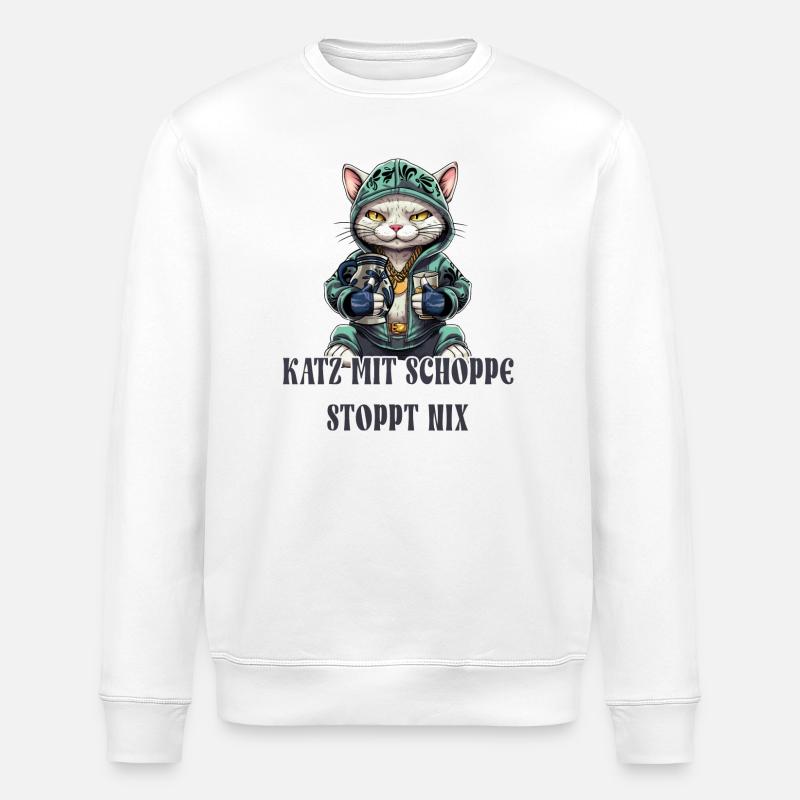 Apfelwein und Katzen Design - Stanley/Stella Unisex Bio-Sweatshirt ROLLER - Weiß