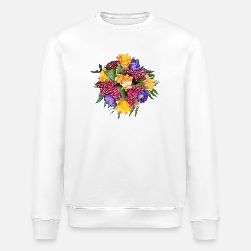 Mélange bouquet de roses jaune-violet - Sweat bio ROLLER Stanley/Stella Unisexe - blanc