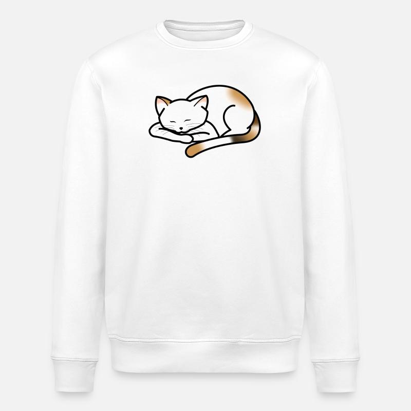 Petit chat faisant la sieste - Sweat bio ROLLER Stanley/Stella Unisexe - blanc
