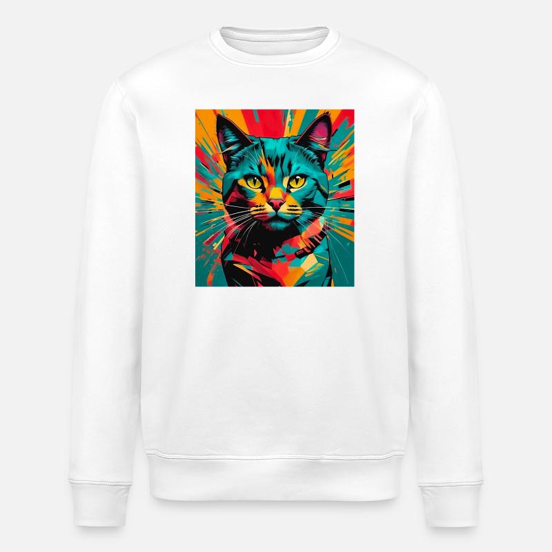 Katze - Stanley/Stella Unisex Bio-Sweatshirt ROLLER - Weiß