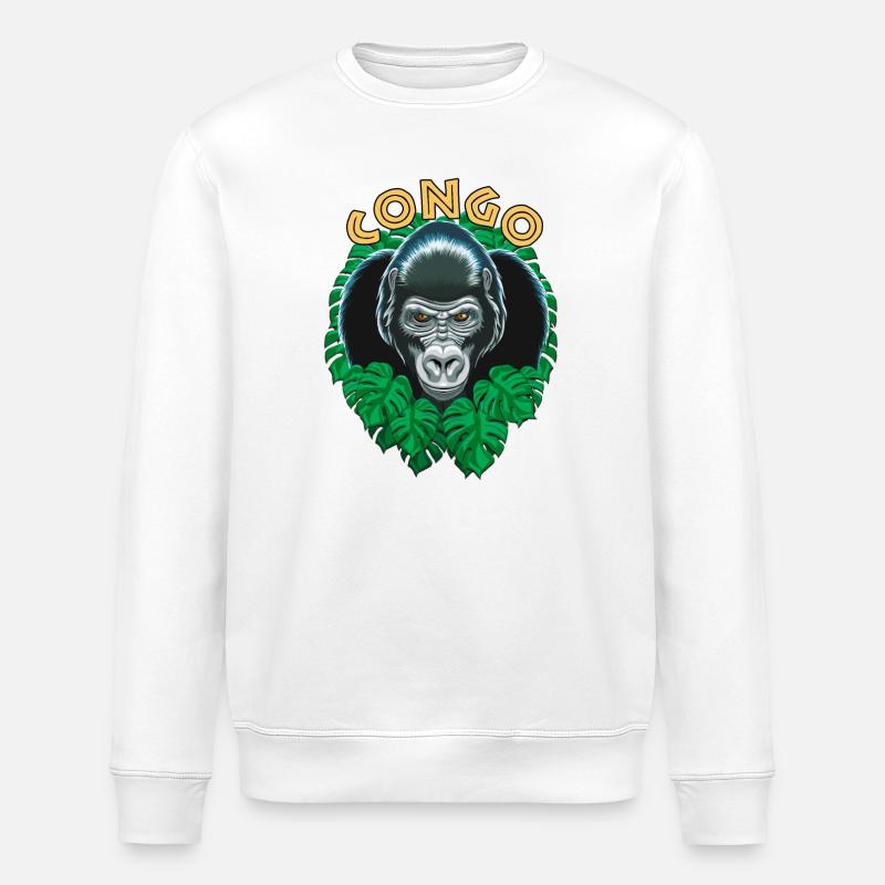 Congo gorilla - Stanley/Stella ROLLER Unisex Organic Sweatshirt - white