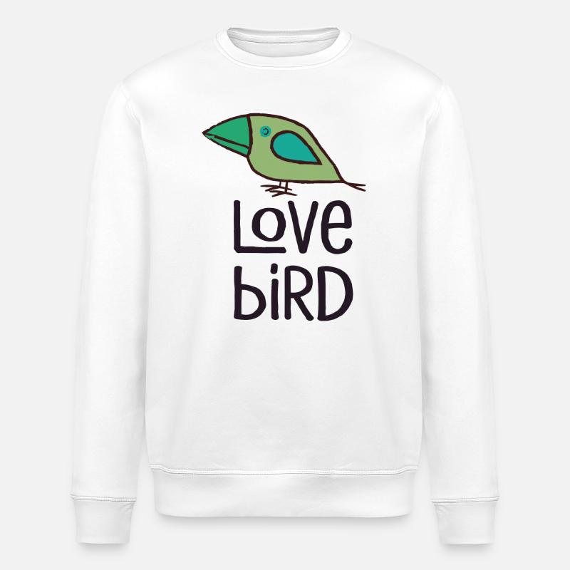Oiseau d’amour vert - Sweat bio ROLLER Stanley/Stella Unisexe - blanc