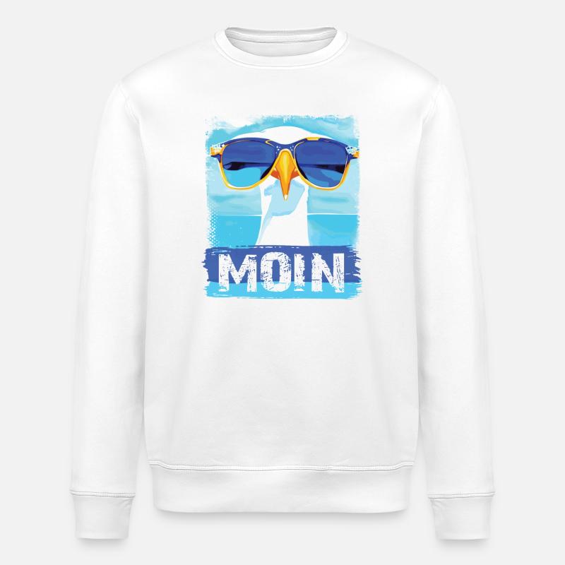 Moin Möwe - blue white Möwen Collection - Stanley/Stella Unisex Bio-Sweatshirt ROLLER - Weiß