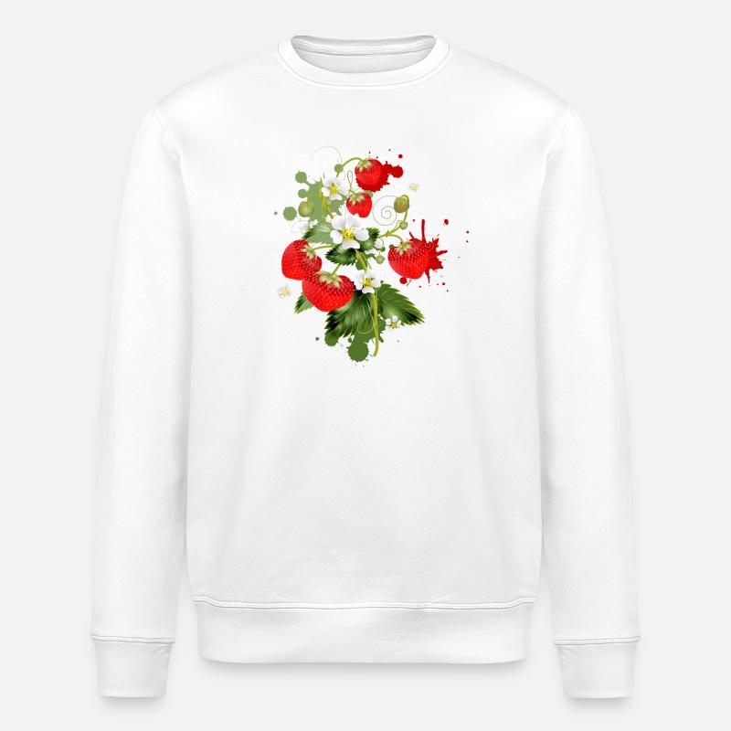 Erdbeeren Pflanze mit Erdbeeren Blüte Graffiti - Stanley/Stella Unisex Bio-Sweatshirt ROLLER - Weiß