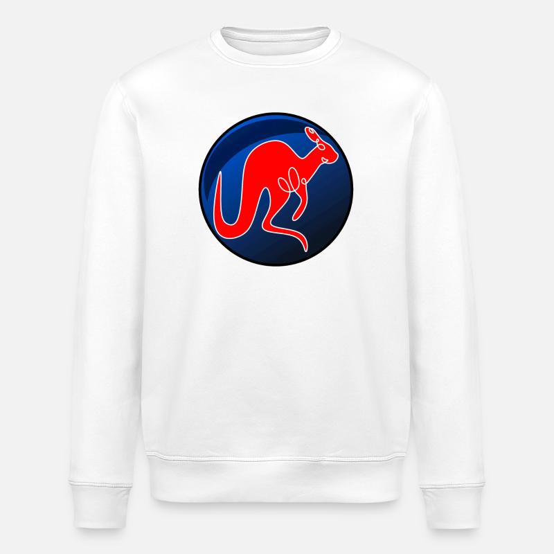 KANGAROO LINE DRAWING MARSUPIALS - Stanley/Stella ROLLER Unisex Organic Sweatshirt - white