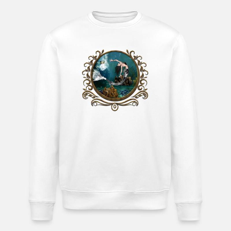 Merveilleuse sirène steampunk dans l’océan profond - Sweat bio ROLLER Stanley/Stella Unisexe - blanc