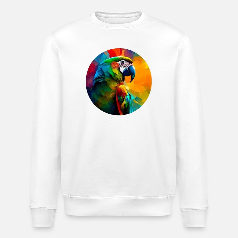 Bunter Papagei - Stanley/Stella Unisex Bio-Sweatshirt ROLLER - Weiß