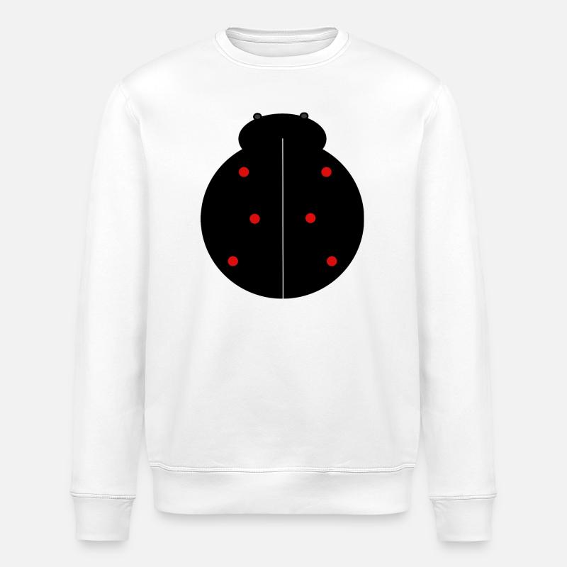 Black Ladybug with Red Dots - Stanley/Stella ROLLER Unisex Organic Sweatshirt - white