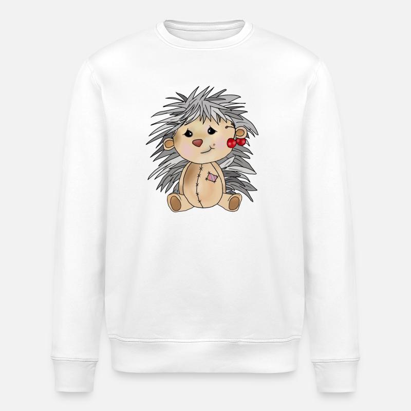 Igel mit Kirschen - Stanley/Stella Unisex Bio-Sweatshirt ROLLER - Weiß