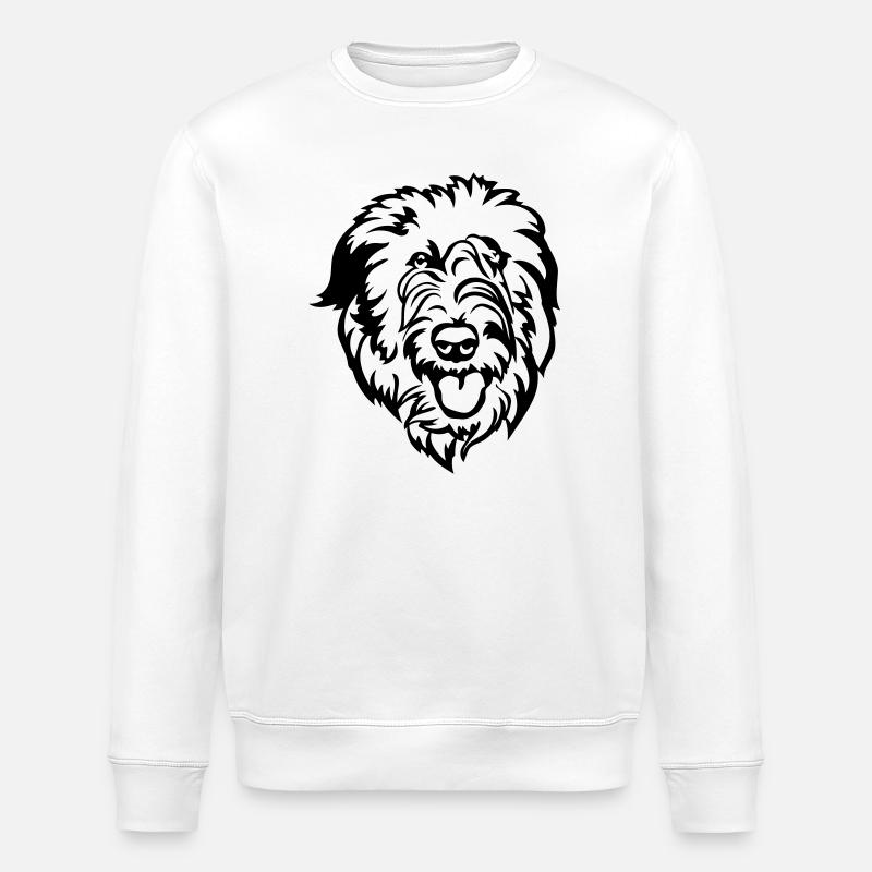 Irish Wolfhound Kopf - Stanley/Stella Unisex Bio-Sweatshirt ROLLER - Weiß