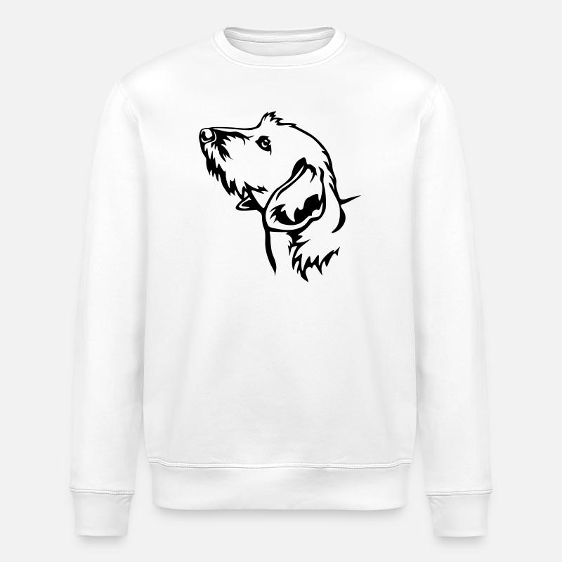 Dachshund head - Stanley/Stella ROLLER Unisex Organic Sweatshirt - white