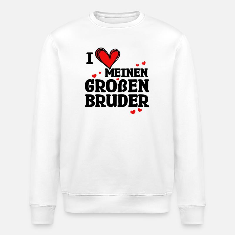Großer Bruder Statement Geschwisterliebe Herz - Stanley/Stella Unisex Bio-Sweatshirt ROLLER - Weiß