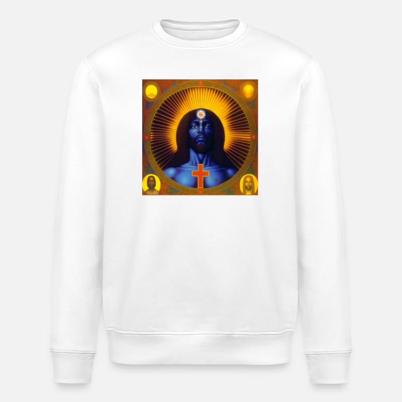 Jésus noir 02 - Sweat bio ROLLER Stanley/Stella Unisexe - blanc