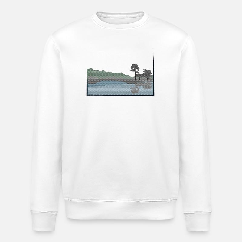 Landscape modified with lake - Stanley/Stella ROLLER Unisex Organic Sweatshirt - white