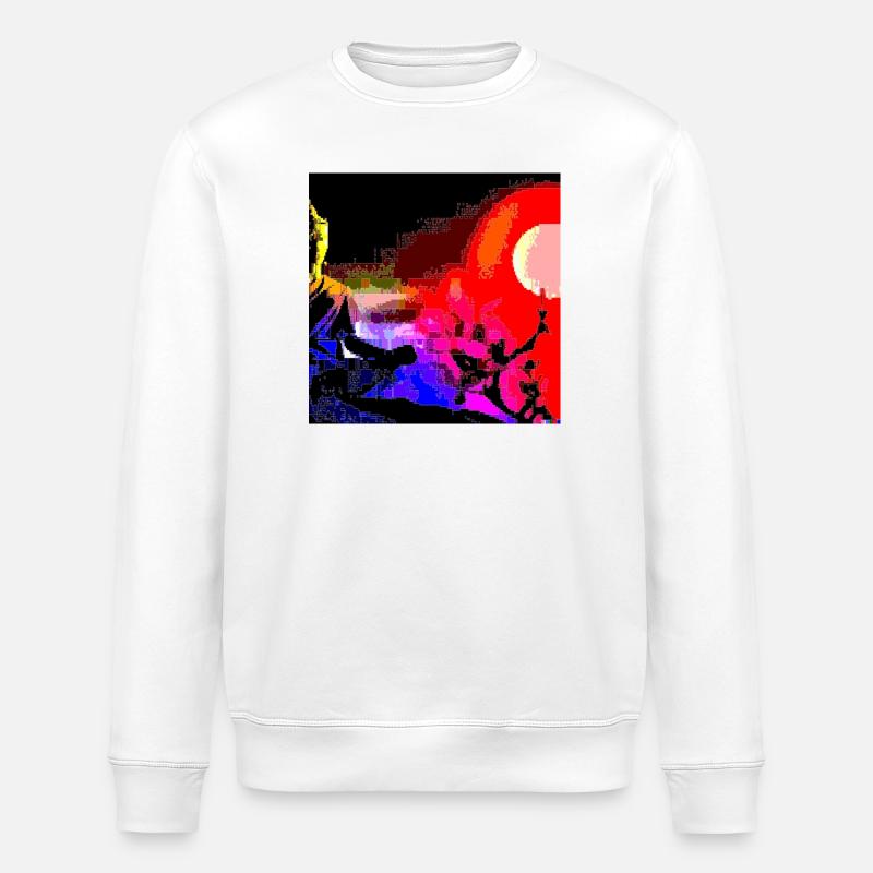 Futuristische Pixelkunst des Sonnenuntergangs - Stanley/Stella Unisex Bio-Sweatshirt ROLLER - Weiß