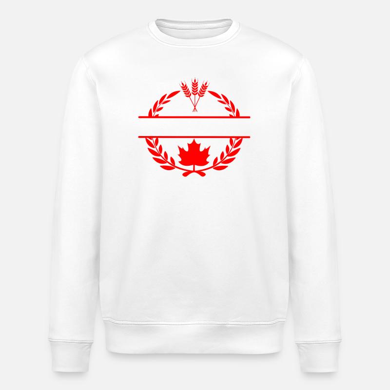 Canada maple leaf grain laurel wreath - Stanley/Stella ROLLER Unisex Organic Sweatshirt - white