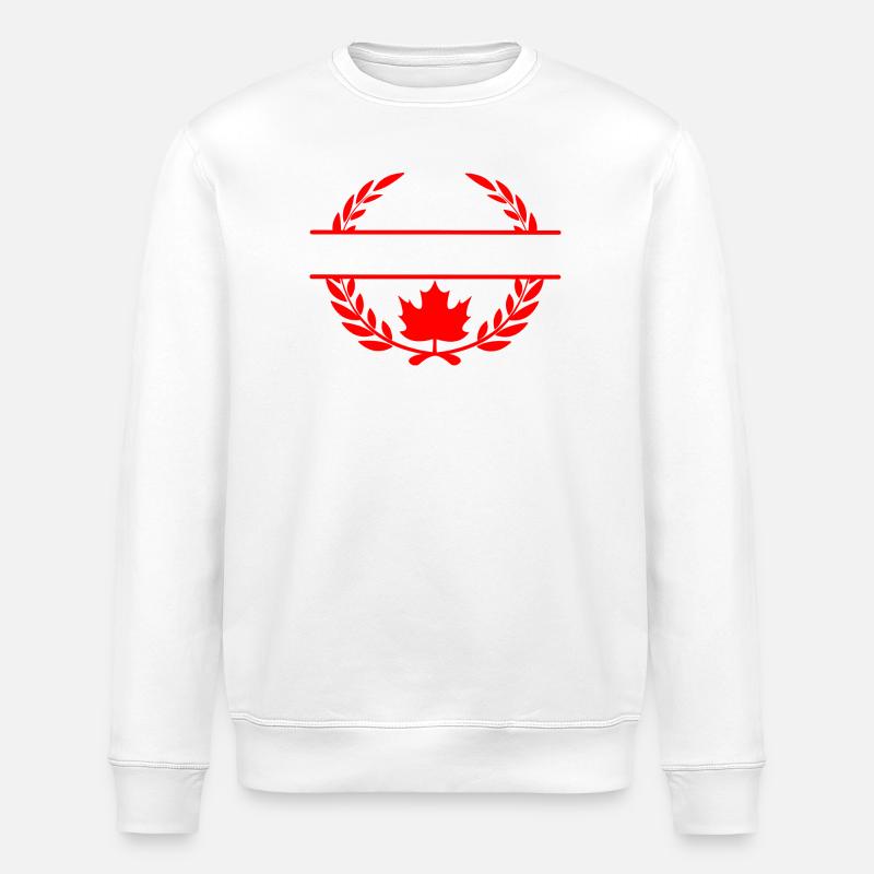 Canada maple leaf laurel wreath logo - Stanley/Stella ROLLER Unisex Organic Sweatshirt - white