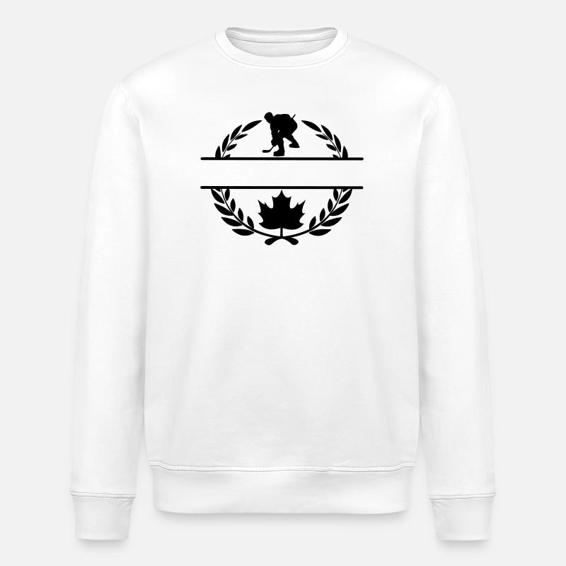 Kanada Ahornblatt Eishockey Lorbeerkranz - Stanley/Stella Unisex Bio-Sweatshirt ROLLER - Weiß