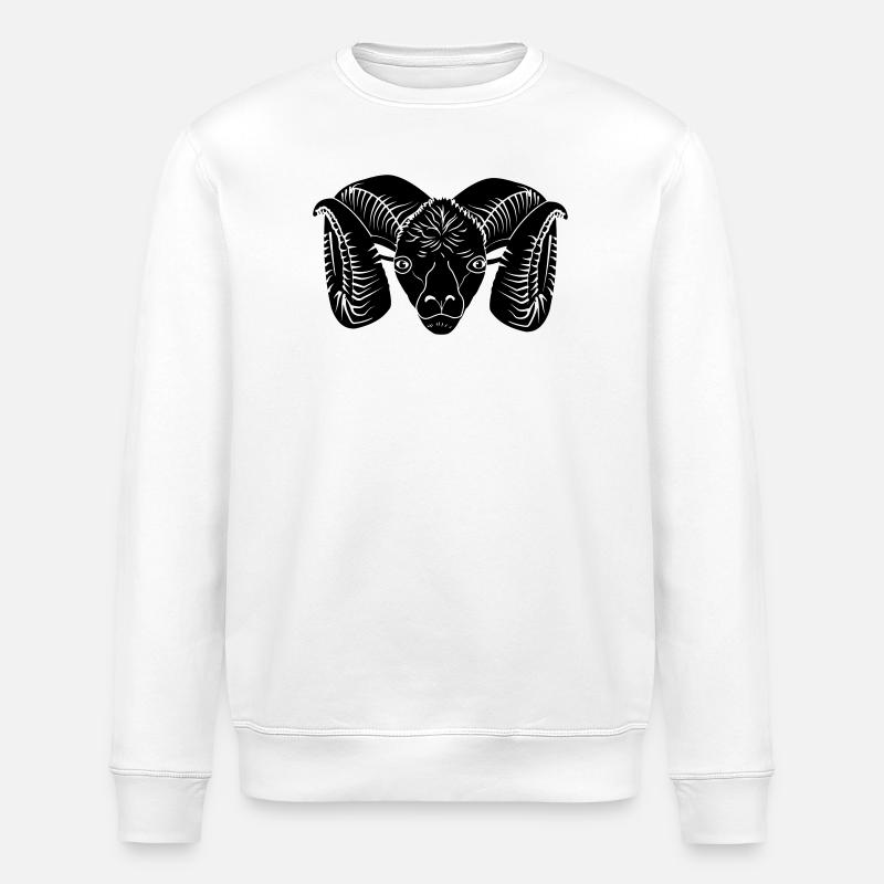 Ram head - Stanley/Stella ROLLER Unisex Organic Sweatshirt - white