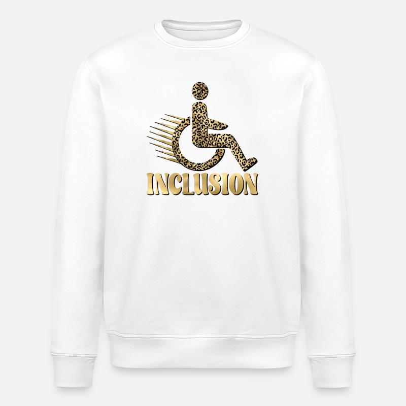 INCLUSION FAUTEUIL ROULANT MOTIF LÉOPARD - Sweat bio ROLLER Stanley/Stella Unisexe - blanc