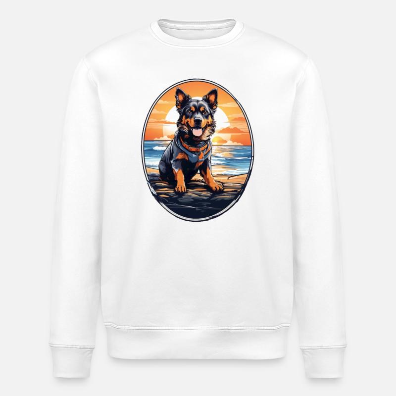 Chien sur la plage - Sweat bio ROLLER Stanley/Stella Unisexe - blanc