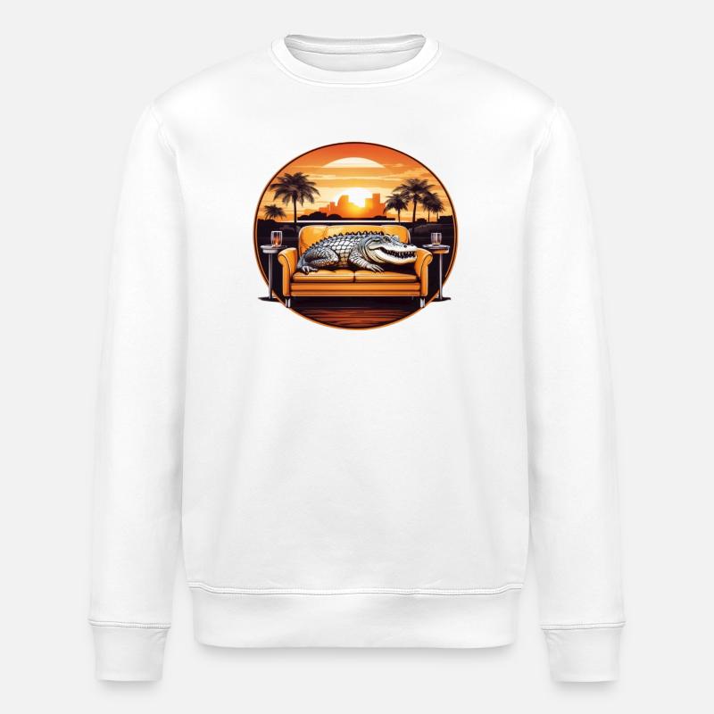 Alligator auf Sofa - Stanley/Stella Unisex Bio-Sweatshirt ROLLER - Weiß