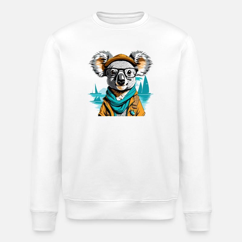 Expeditions-Koala am Meer - Illustration - Stanley/Stella Unisex Bio-Sweatshirt ROLLER - Weiß