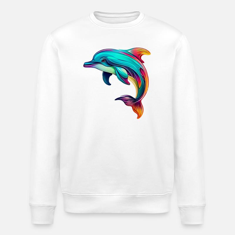 Dolphin - Stanley/Stella ROLLER Unisex Organic Sweatshirt - white