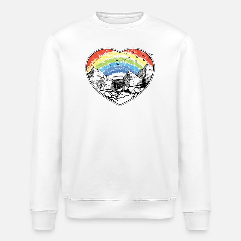 Regenbogenbogen über Bergen - Stanley/Stella Unisex Bio-Sweatshirt ROLLER - Weiß