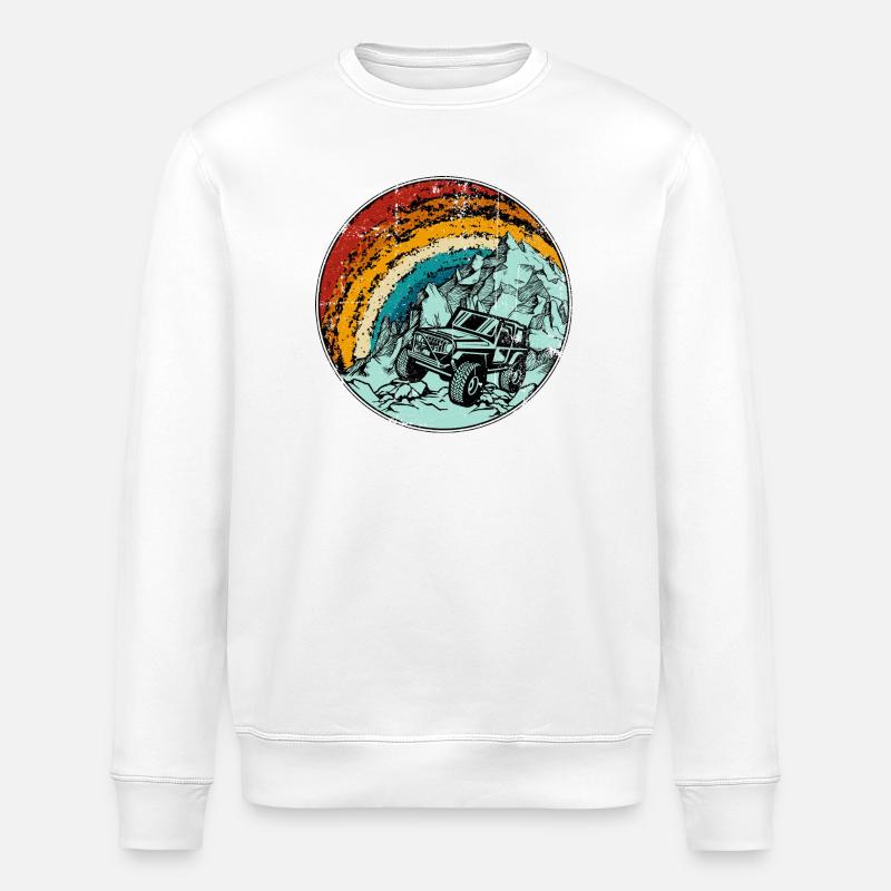 Jeep Trail Under Rainbow Peaks - Stanley/Stella ROLLER Unisex Organic Sweatshirt - white