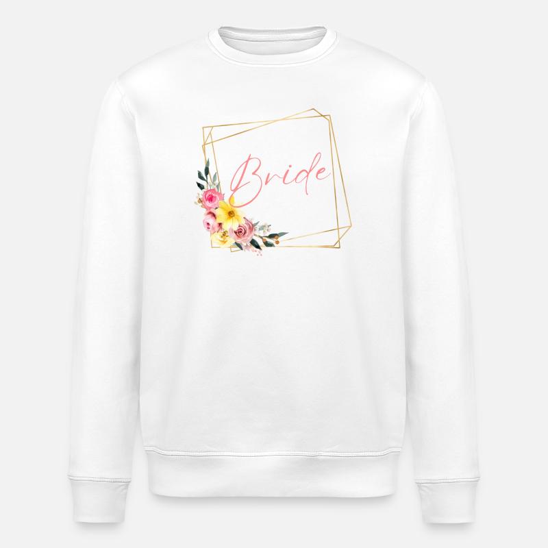 Team Bride! Blumen, personalisierbar - Stanley/Stella Unisex Bio-Sweatshirt ROLLER - Weiß